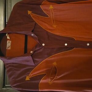 Vintage, Silk, 1970's look, Western, long sleeve Shirt, Pearlized Snap Buttons